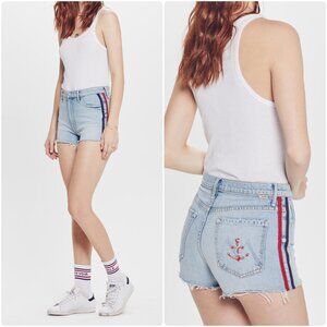 ⚓️NWT MOTHER Denim Easy Does It Shorts Thanks Again Racer Stripe 23, 24, 25 $228